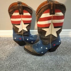 Leather high heel cowboy cowgirl boots